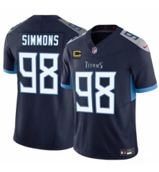 Tennessee Titans 98 Jeffery Simmons Navy 2025 F U S E With 4 Star C Patch Vapor Limited Stitched Football Jersey