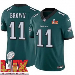 Philadelphia Eagles A.J. Brown #11 Green 2024 2025 Super Bowl LIX F U S E Stitched NFL Jersey
