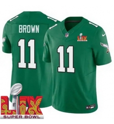 Philadelphia Eagles A.J. Brown #11 Kelly Green 2024 2025 Super Bowl LIX F U S E Stitched NFL Jersey