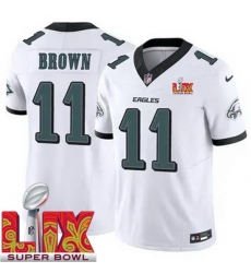 Philadelphia Eagles A.J. Brown #11 White 2024 2025 Super Bowl LIX F U S E Stitched NFL Jersey