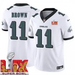 Philadelphia Eagles A.J. Brown #11 White 2024 2025 Super Bowl LIX F U S E Stitched NFL Jersey