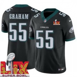 Philadelphia Eagles Brandon Graham #55 Black 2024 2025 Super Bowl LIX F U S E Stitched NFL Jersey