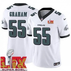 Philadelphia Eagles Brandon Graham #55 White 2024 2025 Super Bowl LIX F U S E Stitched NFL Jersey