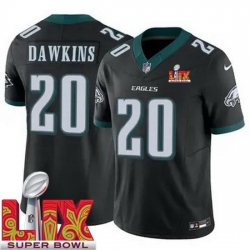 Philadelphia Eagles Brian Dawkins #20 Black 2024 2025 Super Bowl LIX F U S E Stitched NFL Jersey