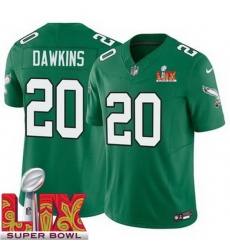 Philadelphia Eagles Brian Dawkins #20 Kelly Green 2024 2025 Super Bowl LIX F U S E Stitched NFL Jersey