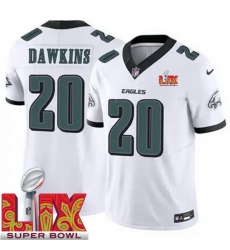 Philadelphia Eagles Brian Dawkins #20 White 2024 2025 Super Bowl LIX F U S E Stitched NFL Jersey