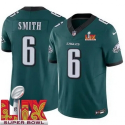 Philadelphia Eagles DeVonta Smith #6 Green 2024 2025 Super Bowl LIX F U S E Stitched NFL Jersey