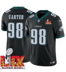 Philadelphia Eagles Jalen Carter #98 Black 2024 2025 Super Bowl LIX F U S E Stitched NFL Jersey