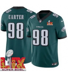 Philadelphia Eagles Jalen Carter #98 Green 2024 2025 Super Bowl LIX F U S E Stitched NFL Jersey