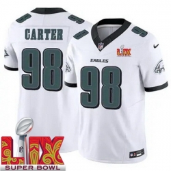 Philadelphia Eagles Jalen Carter #98 White 2024 2025 Super Bowl LIX F U S E Stitched NFL Jersey