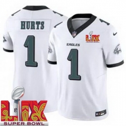 Philadelphia Eagles Jalen Hurts #1 White 2024 2025 Super Bowl LIX F U S E Stitched NFL Jersey