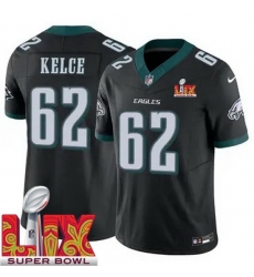 Philadelphia Eagles Jason Kelce #62 Black 2024 2025 Super Bowl LIX F U S E Stitched NFL Jersey