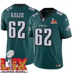 Philadelphia Eagles Jason Kelce #62 Green 2024 2025 Super Bowl LIX F U S E Stitched NFL Jersey