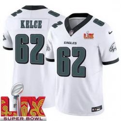 Philadelphia Eagles Jason Kelce #62 White 2024 2025 Super Bowl LIX F U S E Stitched NFL Jersey