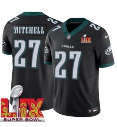 Philadelphia Eagles Quinyon Mitchell #27 Black 2024 2025 Super Bowl LIX F U S E Stitched NFL Jersey