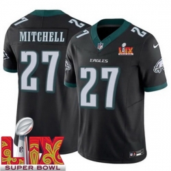 Philadelphia Eagles Quinyon Mitchell #27 Black 2024 2025 Super Bowl LIX F U S E Stitched NFL Jersey