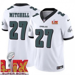 Philadelphia Eagles Quinyon Mitchell #27 White 2024 2025 Super Bowl LIX F U S E Stitched NFL Jersey
