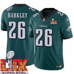 Philadelphia Eagles Saquon Barkley #26 Green 2024 2025 Super Bowl LIX F U S E Stitched NFL Jersey