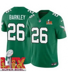 Philadelphia Eagles Saquon Barkley #26 Kelly Green 2024 2025 Super Bowl LIX F U S E Stitched NFL Jersey
