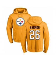 Pittsburgh Steelers #26 Mark Barron Gold Name & Number Logo Pullover Hoodie