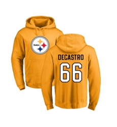 Pittsburgh Steelers #66 David DeCastro Gold Name & Number Logo Pullover Hoodie