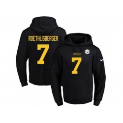Pittsburgh Steelers #7 Ben Roethlisberger Black(Gold No.) Name & Number Pullover NFL Hoodie