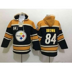 Pittsburgh Steelers #84 Antonio Brown yellow-black[pullover hooded sweatshirt]