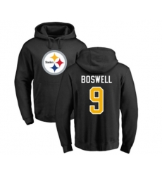 Pittsburgh Steelers #9 Chris Boswell Black Name & Number Logo Pullover Hoodie