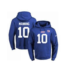 New York Giants #10 Eli Manning Royal Blue Name & Number Pullover NFL Hoodie