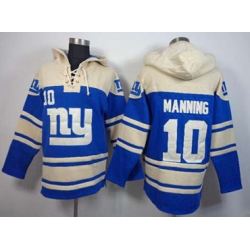New York Giants #10 Eli Manning blue-cream[pullover hooded sweatshirt]