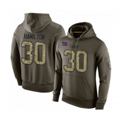 New York Giants #30 Antonio Hamilton Green Salute To Service Pullover Hoodie