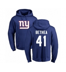 New York Giants #41 Antoine Bethea Royal Blue Name & Number Logo Pullover Hoodie