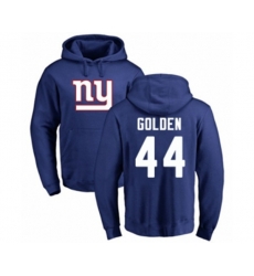 New York Giants #44 Markus Golden Royal Blue Name & Number Logo Pullover Hoodie