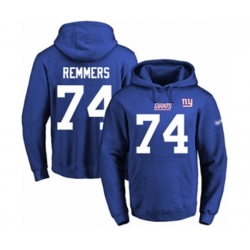 New York Giants #74 Mike Remmers Royal Blue Name & Number Pullover Hoodie