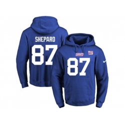 New York Giants #87 Sterling Shepard Royal Blue Name & Number Pullover NFL Hoodie