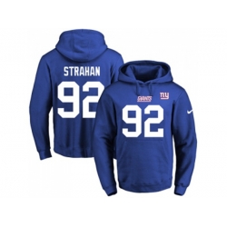 New York Giants #92 Michael Strahan Royal Blue Name & Number Pullover NFL Hoodie