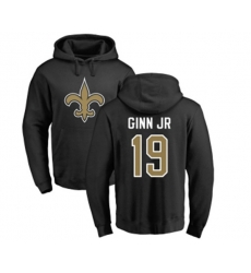 New Orleans Saints #19 Ted Ginn Jr Black Name & Number Logo Pullover Hoodie