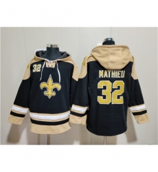 New Orleans Saints #32 Tyrann Mathieu Black Ageless Must-Have Lace-Up Pullover Hoodie