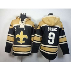 New Orleans Saints #9 Drew Brees golden-black[pullover hooded sweatshirt]