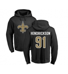 New Orleans Saints #91 Trey Hendrickson Black Name & Number Logo Pullover Hoodie
