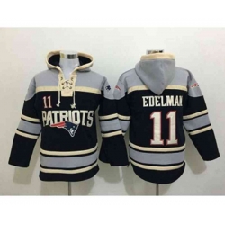 New England Patriots #11 Julian Edelman grey-black[pullover hooded sweatshirt]