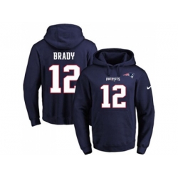 New England Patriots #12 Tom Brady Navy Blue Name & Number Pullover NFL Hoodie