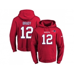 New England Patriots #12 Tom Brady Red Name & Number Pullover NFL Hoodie
