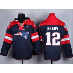 New England Patriots #12 Tom Brady blue jersey(pullover hooded sweatshirt)