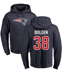 New England Patriots #38 Brandon Bolden Navy Blue Name & Number Logo Pullover Hoodie
