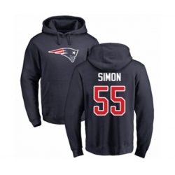 New England Patriots #55 John Simon Navy Blue Name & Number Logo Pullover Hoodie