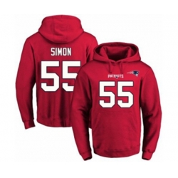 New England Patriots #55 John Simon Red Name & Number Pullover Hoodie