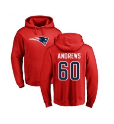 New England Patriots #60 David Andrews Red Name & Number Logo Pullover Hoodie