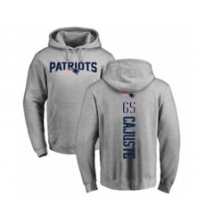 New England Patriots #65 Yodny Cajuste Ash Backer Pullover Hoodie