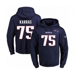New England Patriots #75 Ted Karras Navy Blue Name & Number Pullover Hoodie